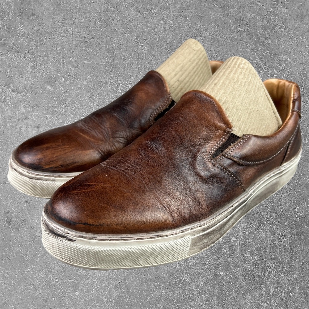 Bed Stu Hermione Women Size 9 Brown Distressed Leather Slip On Sneakers Heritage